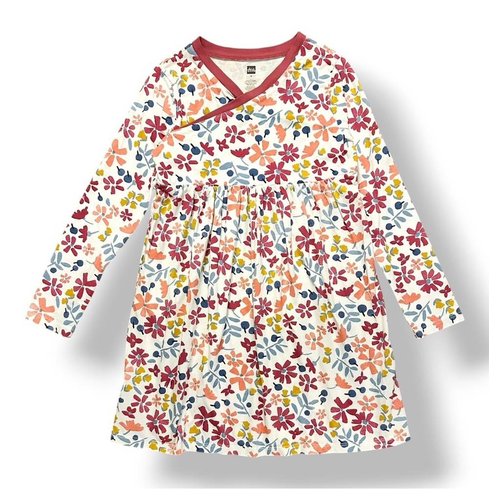 Tea Collection - Floral Long Sleeve Wrap Neck Dress (10)